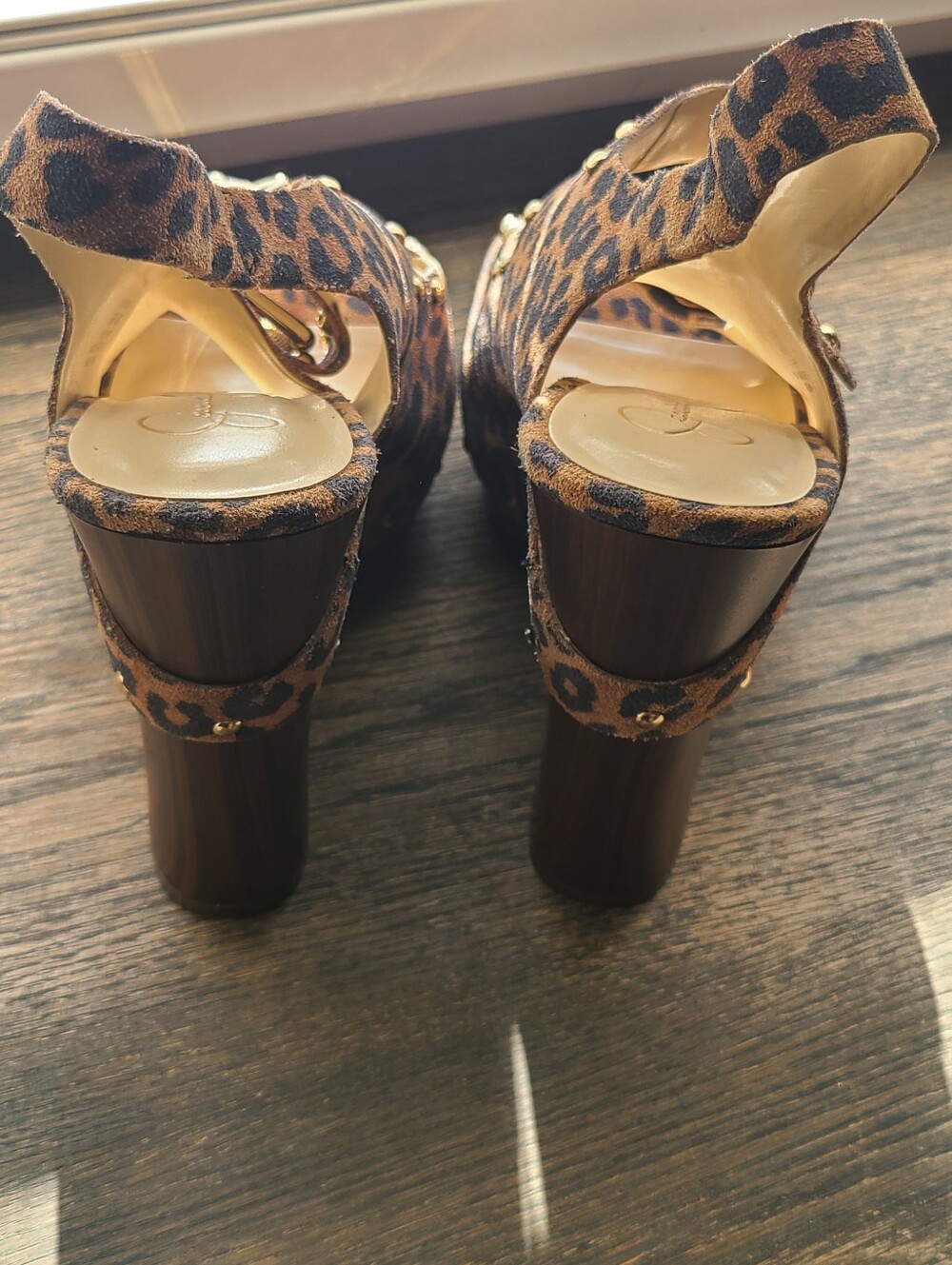 Jessica Simpson Tymina studded leopard print suede wedge sandals - Size 9 - Picture 7 of 16